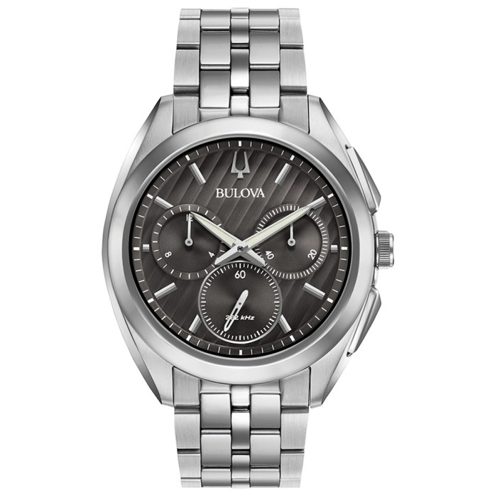 Bulova men's silver tone watch travel alarm